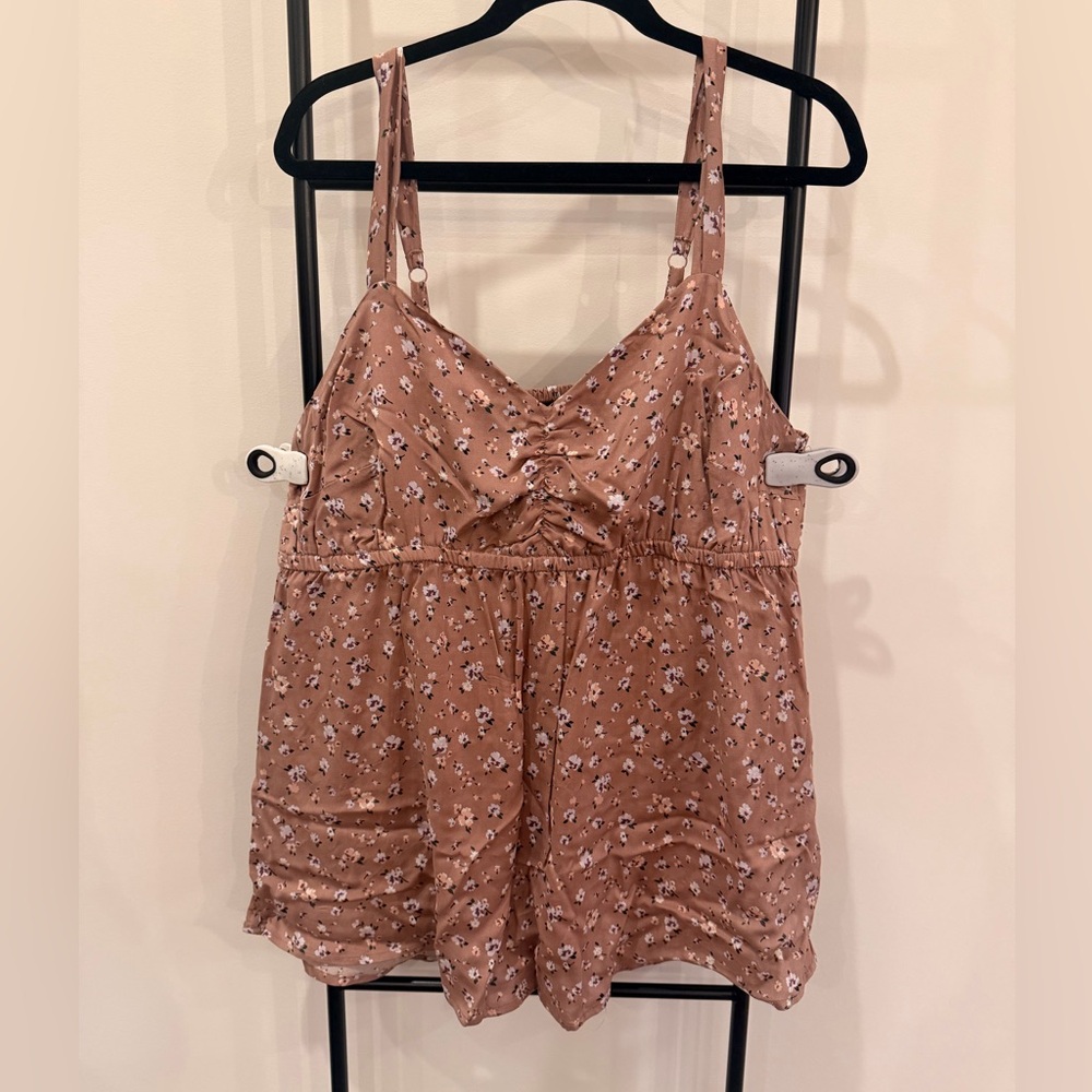 Torrid Floral Print Blouse in Pink and White